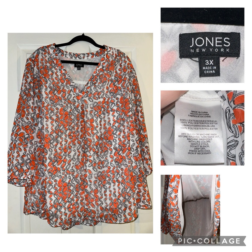 Jones New York Women's Orange Floral Top